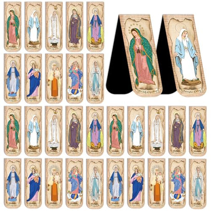 30PCS Magnetic Virgin Mary Bookmarks, Catholic Book Marks Featuring Our Lady of Guadalupe, Our Lady of Fatima, Religious Bible Page Markers Gifts for Women Men, Church Accessories - style: Virgin Mary