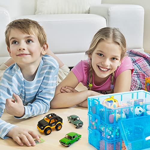 INSCRAFT 7 Layers Stackable Storage Container, 70 Adjustable Compartments (Blue) Stackable Storage Container, Perfect for Kids Toys, Art Crafts, Jewelry, Supplies, Mini Case & Letter Sticker Included - color: BLUE