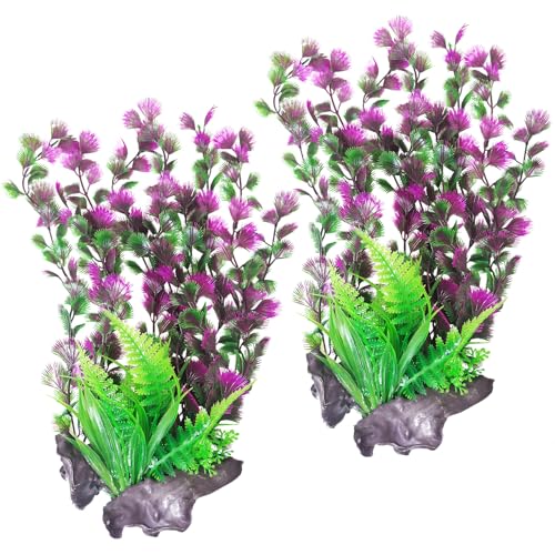Hamiledyi Aquarium Plastic Plants Aquarium Decor Artificial Fish Tank Plants Lifelike Tall Fish Tank Decorations Aquarium Plant Suitable for Saltwater and Freshwater 15.7in 2pcs - color: B*2 Pcs, size: 15.7 in
