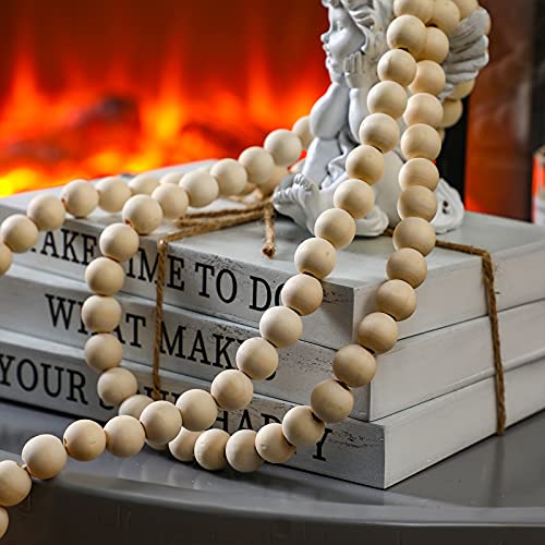 Jetec Decorative Display Books Hardcover, Faux Farmhouse Stacked for Coffee Tables Shelves with Wood Bead Tassels 58 Inch, 3 Pieces, White(Take Time to do, What Makes, Your Soul Happy) - style: Take Time to do, What Makes, Your Soul Happy