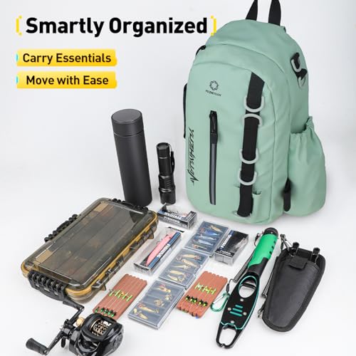 Small Fishing Bag with Rod Strap, Portable & Lightweight, Fish Small Tackle bag – Fits Tackle Boxes & Gear,Move Freely, Cast Smoothly - Fishing Gifts for Men - color: Green