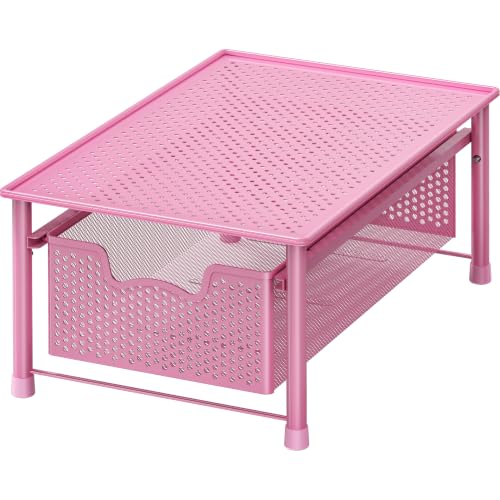 Simple Houseware Stackable Cabinet Basket Drawer Organizer, Pink - color: Pink, size: 1-Tier