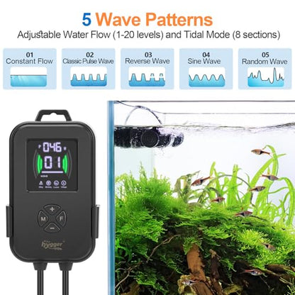 hygger Aquarium Crossflow Wave Maker, Adjustable Direction & Flow Gyre Wavemaker 5 Wave Modes & Tidal Mode Magnetic Powerhead Circulation Pump with Controller For Saltwater Coral Reef Tank 3900GPH - size: 3900 GPH