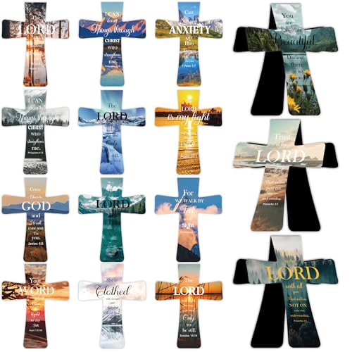 Christian Magnetic Bookmarks for Men, 30 Pcs Bible Cross Magnet Bookmark Clips for Reading, Scripture Faith Book Marks, Inspirational Religious Gifts for Christians Church Members - style: Christian Cross