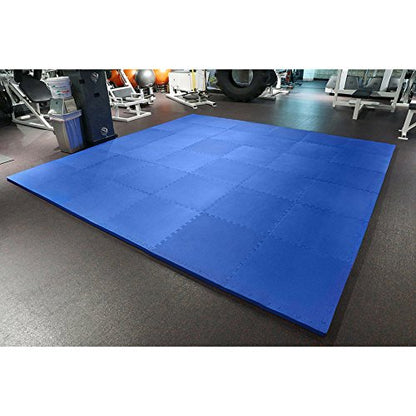 Meister X-Thick 1.5" Interlocking EVA Foam Mats - BL - 25 Tiles (100 Sqft) | Extra-thick 2X cushioning w/ anti-slip grip. 2' x 2' puzzle mats for wrestling, MMA, gymnastics, home gyms and play areas - color: Blue, size: 25 Tiles (100 Sqft)