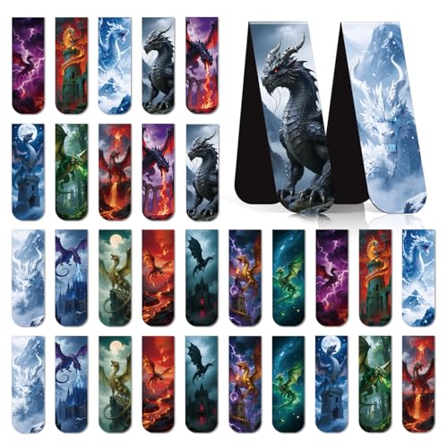 Wxiben 30 Pcs Dragon Fantasy Magnetic Bookmark Book Mark Page Clip - style: Dragon