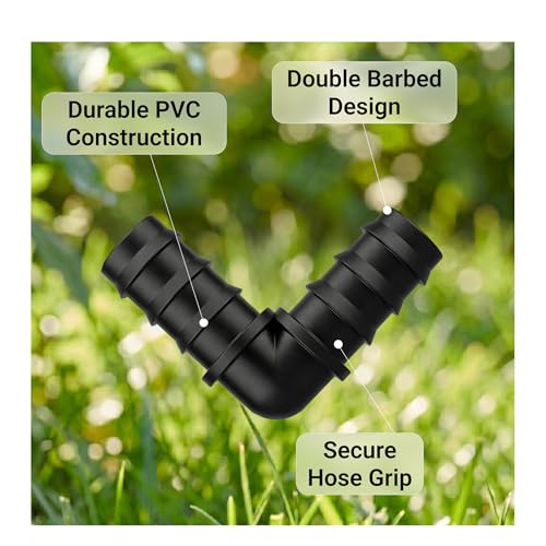 5 Pack 3/4 Inch PVC Elbow Fittings | 90° Hose Barb Adapter | Schedule 40 Tube Connector | Black PVC Water Hose Elbows - size: 3/4" Insert-5pcs, style: Elbow