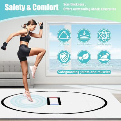 10' x 10' Wrestling Mat for Home, 1.2" Thick Foldable BJJ Mats for Home Gym, Anti-Slip MMA Jiu Jitsu Mats, Grappling Mats for Martial Arts & Judo Practice (White)