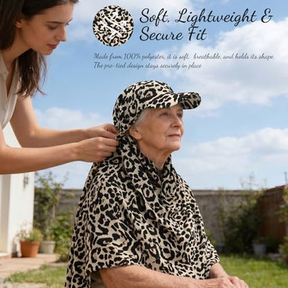 ZLYC Women Muslim Hijab Scarf with Visor Built-in Undercap Sun Protection Headwrap - color: Leopard Print