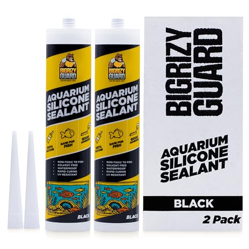 Aquarium Silicone Sealant Black 2x10.14 Fl oz Cartridge - Aquarium Safe Silicone for Fish & Plants | 100% Waterproof, Premium, Non-Toxic, Solvent Free, Strong Bond, Fast Curing (2 Pack) - size: 2 Pack