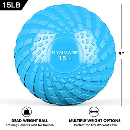 GYMMAGE Slam Ball, Weighted Ball for Exercise, 10, 15, 20, 25, 30, 40, 50lbs Exercise Slam Medicine Ball for Strength and Crossfit & Conditioning Training Home Gym Workout, with Easy-Grip Surface - style: 15 LBS