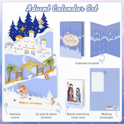 WhatSign Christmas Religious Advent Calendar 2025 - Christmas Nativity Scene Countdown Calendar 24 Days Christian Countdown for Women Kids Adult Teen Girls - color: Nativity