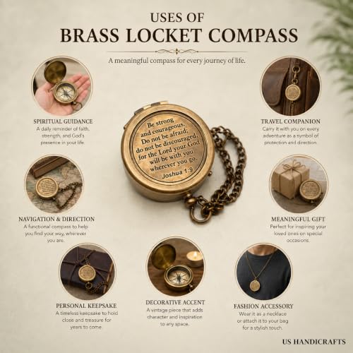 Compass with Stamped Wooden Case - style: Style 1
