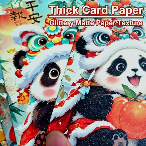 Chinese New Year Red Envelopes, 6 Pack Traditional Lunar New Year Money Packets, Hongbao for Spring Festival and Lantern Festival (Panda 1)