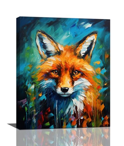 Fox Decor Wall Art Banksy Fox Pictures Wall Decor Canvas Prints Framed Artwork Paintings Poster Fox Gifts Decorations for Home Kitchen Bedroom Living Room Bathroom Office 16"x20" - color: Fox, size: 16L" x 20W"
