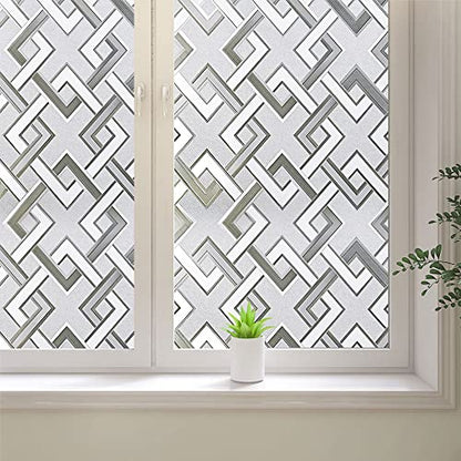 Frosted Window Privacy Film,3D Vinyl Decorative Window Decals, UV Blocking Static Cling No-Glue Glass Window Film (35.4 x 78.7 inch) - size: 35.4'' x 78.7'' (90 x 200 cm)