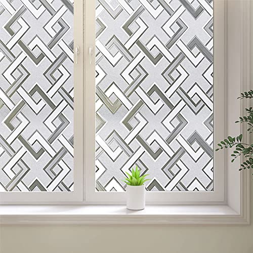 Frosted Window Privacy Film,3D Vinyl Decorative Window Decals, UV Blocking Static Cling No-Glue Glass Window Film (35.4 x 78.7 inch) - size: 35.4'' x 78.7'' (90 x 200 cm)