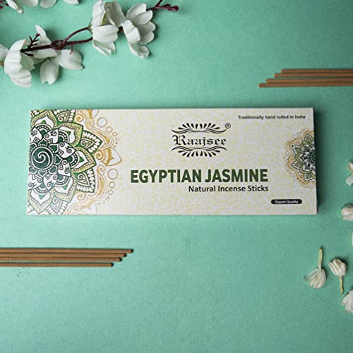 Raajsee Jasmine Flower Natural Incense Sticks 100 Gm Pack-100% Pure Organic Natural Hand Rolled Free from Chemicals-Perfect for Church,Aroma Therapy,Relaxation,Meditation,Positivity,Healing 100gm Pack - color: Jasmine