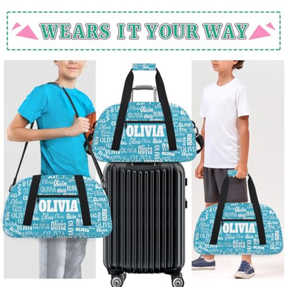 Personalized Dance Bag, Cheerleader Bag Gym Sport Duffel Bag Weekender Bags Travel Duffel Bag, Dark Turquoise Blue Solid Color - color: Color10