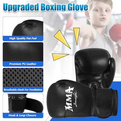 YORWHIN Punching Bag for Kids, 2.7FT Hanging Boxing Bag with Boxing Gloves, Kids Boxing Set Kickboxing Bag for Youth Boxing Karate Muay Thai Kick Taekwondo Training - style: Dinosaurs