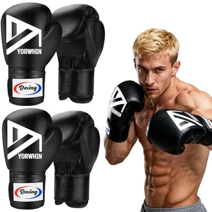 Boxing Gloves for Men Women, Training Sparring Boxing Gloves, Heavy Punching Bag Workout Gloves for Boxing Kickboxing Muay Thai Mixed Martial Arts MMA Training - color: Black(2pack)