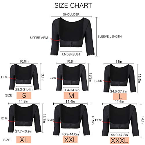 woahee Women's Arm Shaper Plus Size Arm Faja Compression Sleeve Garment Post Surgical Arm Shapewear - color: Black, size: 3X-Large