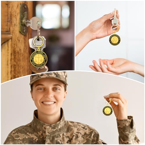 Tondiamo 12 Pcs Put on The Whole Armor of God Keychain for Men Christian Religious Prayer Keychain Gift Bulk for Military Church Members Women