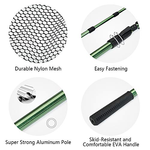 RESTCLOUD Fishing Landing Net with Telescoping Pole Handle, Fishing net Freshwater for Kids Men Women, Extend to 40-63 Inches - style: F: Super Strong Aluminum Handle, 61" Full