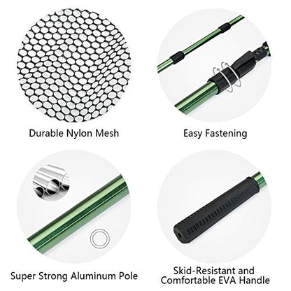 RESTCLOUD Fishing Landing Net with Telescoping Pole Handle, Fishing net Freshwater for Kids Men Women, Extend to 40-63 Inches - style: F: Super Strong Aluminum Handle, 61" Full