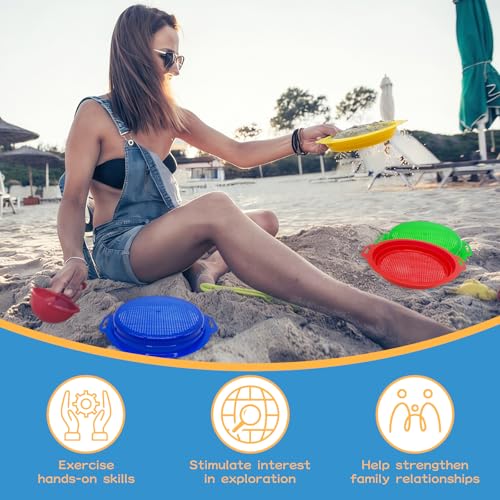 OJYUDD 8 Pack Plastic Sand Sieves for Adults, Multi-Purpose Sand Sifting Pans for Beach, Gardening, and Outdoor Use (8.75x9.75in) - color: 8 Pcs