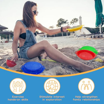 OJYUDD 8 Pack Plastic Sand Sieves for Adults, Multi-Purpose Sand Sifting Pans for Beach, Gardening, and Outdoor Use (8.75x9.75in) - color: 8 Pcs
