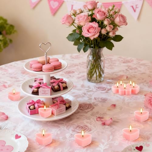 50Pcs Valentines Day Tealight Candles Rose Scented in Clear Cup - size: 50pack Rose
