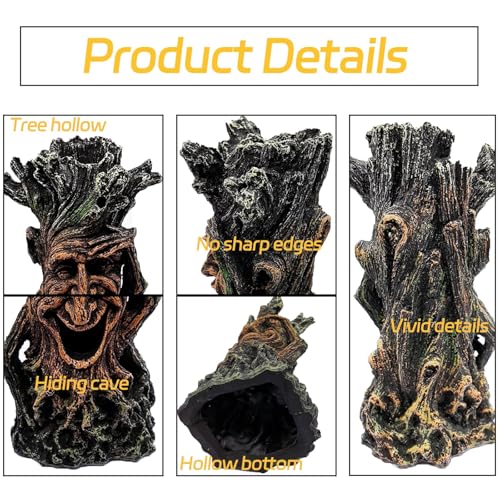 Tfwadmx Fish Tank Decoration Tree Trunk Aquarium Statue Hollow Stump Root Terrarium Reptile Hideout Accessories Ornament for Hermit Crabs Crayfish Sucker Fish Guppy