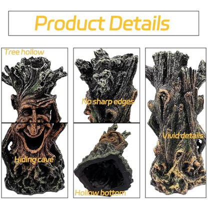 Tfwadmx Fish Tank Decoration Tree Trunk Aquarium Statue Hollow Stump Root Terrarium Reptile Hideout Accessories Ornament for Hermit Crabs Crayfish Sucker Fish Guppy