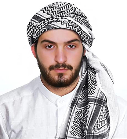 JPXH Arab Tactical Desert Headwear Muslim Palestinian Scarf Men's Halloween Costume Accessories - color: Black1