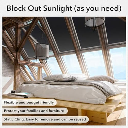 VSUDO Blackout Window Film - Static Cling Black Film for Inside Windows, Room Darkening - 35.4x157.5 Inch - color: Black, size: 35.4 x 157.5 Inch