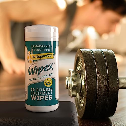 Wipex Original Fitness Equipment Wipes - EWG Verified Natural Plant Based Gym Wipes, Clean Surfaces at Home or Gym, Use as a Yoga Mat Cleaner, Lemongrass & Vinegar, 50 Count (Pack of 3) - size: 50 Count (Pack of 3)