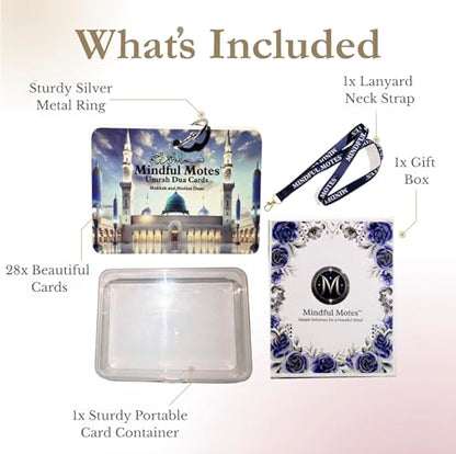 Umrah Dua Cards – Islamic Cards, Portable with Storage Box & Lanyard & Gift Box, Umrah Essentials, Umrah Mubarak Gift, Muslim Gifts for Men & Women, Umrah Gifts & Quran Gift