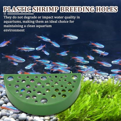 2 Pcs Shrimp Cave, Hideout Hides for Aquarium Hide Cave Fish Tunnel Hides for Shrimps Breeding Hiding Aquarium Fish Tank Accessories Decor (Light Brown + Green)