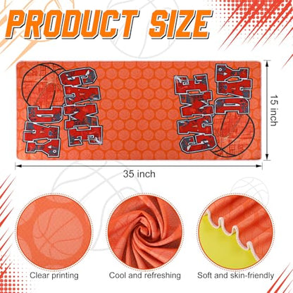 12 Pcs Basketball Game Day Accessories Basketball Cooling Towels Ball Team Gift Microfiber Breathable Chilly Towel 35" x 15" Sports Soft Ice Towel for Coach Training - style: Basketball