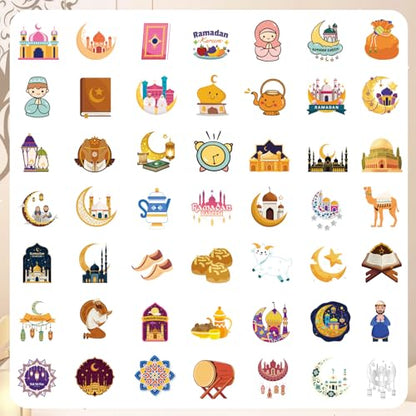 Xzentira 150PCS Ramadan Eid Stickers Islamic Mubarak Vinyl Crafts Decals for Ramadan Decorations Eid Gifts Adult Gift Packaging Laptop Bottle Scrapbook - style: Ramadan