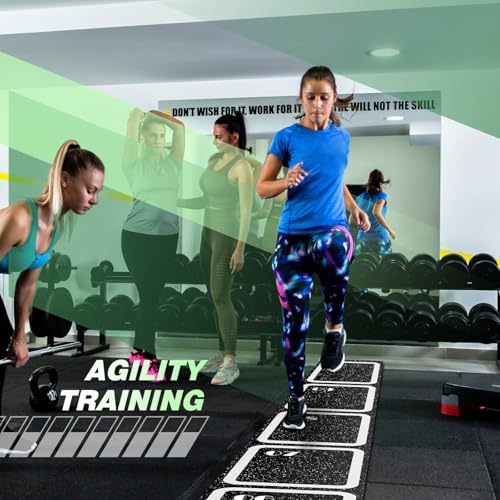 WinnerWhy Rubber Agility Ladder Non-Slip Rubber Speed Agility Training Ladder Pad for Soccer Football Footwork Training Equipment for Fitness Boxing Sports Quick Exercise Gym Workout - size: 15 ft