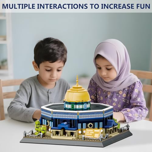 Dome of The Rock Building Blocks Set Islamic Architectural Model Bricks Toys for Kids Muslim Gifts for Kids Adult 983 Pieces - color: Gray, Brown, White