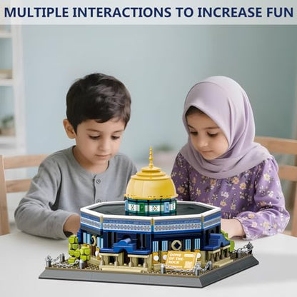 Dome of The Rock Building Blocks Set Islamic Architectural Model Bricks Toys for Kids Muslim Gifts for Kids Adult 983 Pieces - color: Gray, Brown, White