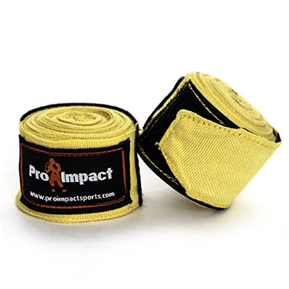 180 Inch Mexican Style Boxing Hand Wraps – Stretchable Wrist & Knuckle Support for MMA, Muay Thai, Kickboxing, Heavy Bag & Combat Training – Men & Women - color: Yellow