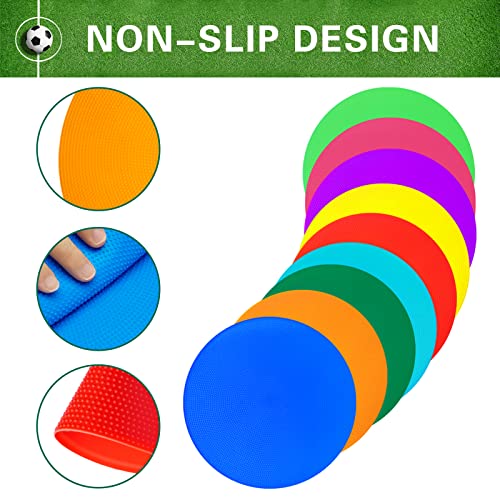 Poly Spot Markers 4 inch/9 inch Non-Slip Rubber Agility Training Markers Floor Dots Flat Field Cones for Football, Soccer, Basketball, School Exercise Drills, Dance Practice - style: 9 inch 6 Pcs (TPE)
