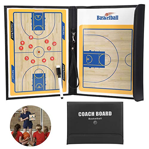 Magnetic Coaching Basketball Board, Colorful Folding Tactics Teaching Display Plate PU Leather Water Proof Training Clipboard for Teaching Instruction