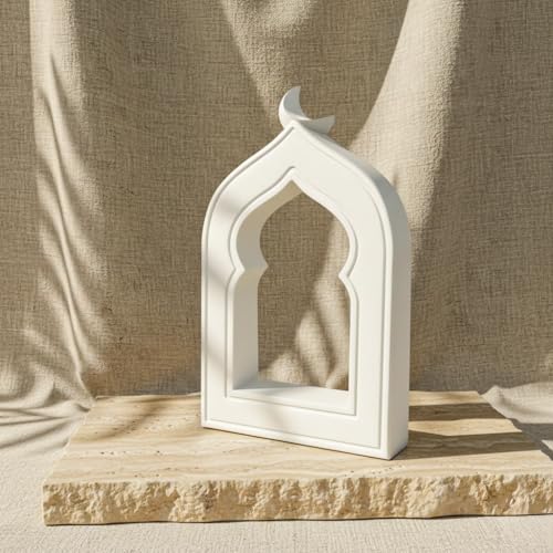 iwa concept Islamic Mihrab-Inspired Table Decor, Freestanding White Stone Decoration, Ramadan and Eid Home Decoration