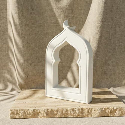 iwa concept Islamic Mihrab-Inspired Table Decor, Freestanding White Stone Decoration, Ramadan and Eid Home Decoration