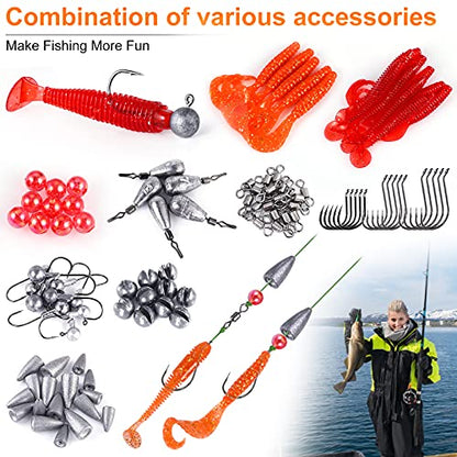PLUSINNO Fishing Lures Fishing Tackle Box Fishing Gifts for Men, Bass, Trout Fishing Accessories Kit for Saltwater & Freshwater Fishing Gear Including Topwater Lures, Hooks, Spinnerbaits - color: 108PCS tackle box